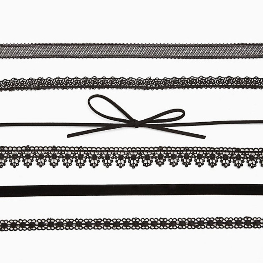 🆕6 BLACK LACE CHOKER SET